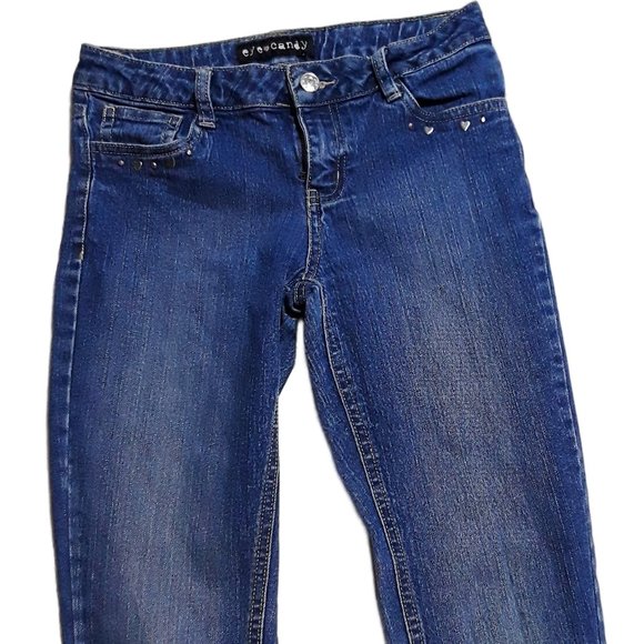 Eye Candy Heart Embellished Denim Jeans- Girls Sz 12 - Picture 4 of 6